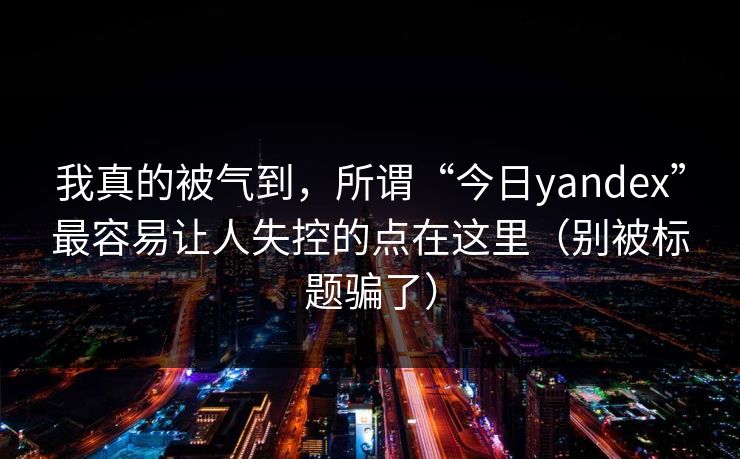 我真的被气到，所谓“今日yandex”最容易让人失控的点在这里（别被标题骗了）